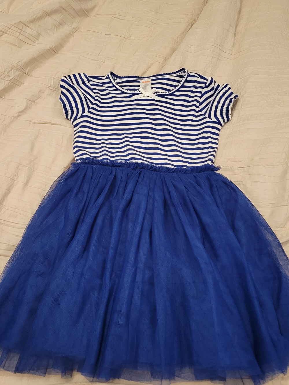 Gymboree Navy & White Striped Top with Royal Blue Tulle Skirt Dress